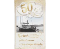 Card 50th Wedding Anniversary, Boat, 13x20,5 cm